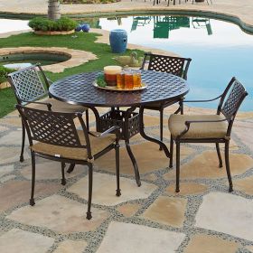 Savannah Outdoor Aluminum Round Dining Table Set of 5 (KIT)