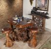 Live Edge Natural Teak Bar Table Set of 5