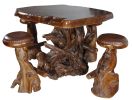 Live Edge Natural Teak Bar Table Set of 5