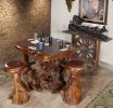 One of a Kind Teak Obsidian Bar Table Set of 5