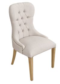 Inverness Farmhouse Work Shop Dining Chair (Color: Natural Recycled Pine, Beige Linen)